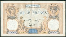 Frankreich / France P.090c 1000 Francs 1938-1940 (2) 