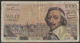 Frankreich / France P.134a 1000 Francs 1954 (4) 