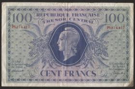 Frankreich / France P.105 100 Francs (1943) (3-) 