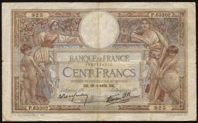 Frankreich / France P.086b 100 Francs 1937-38 (3) 
