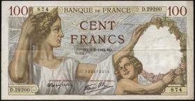 Frankreich / France P.094 100 Francs 1939-42 (3) 