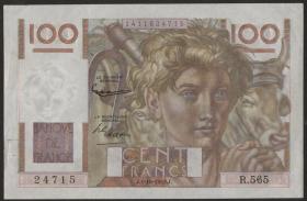Frankreich / France P.128d 100 Francs 1953 (1-) 