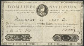 Frankreich / France P.A044A Assignat 100 Livres 1791 (3-) 