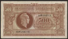 Frankreich / France P.106 500 Francs (1944) (3) 