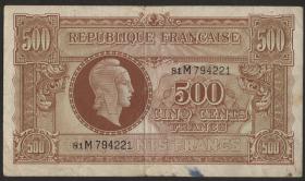 Frankreich / France P.106 500 Francs (1944) (4) 