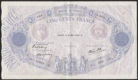 Frankreich / France P.088c 500 Francs 1938 (3+) 
