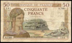 Frankreich / France P.085 50 Francs 1937-40 (4) 