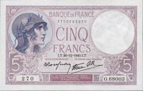 Frankreich / France P.083 5 Francs 26.12.1940 (1) 
