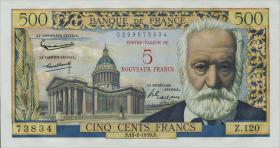 Frankreich / France P.137b 5 NF a. 500 Francs 1959 (1) 