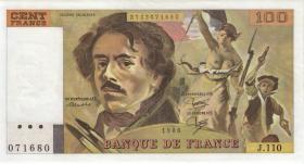 Frankreich / France P.154b 100 Francs 1986 (1) 