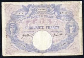 Frankreich / France P.064e 50 Francs 2.11.1916 (3-) 