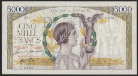 Frankreich / France P.097d 5.000 Francs 1943 (3+) 
