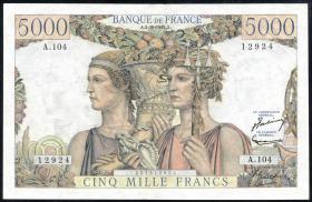Frankreich / France P.131c 5000 Francs 1952 (3+) 