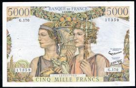 Frankreich / France P.131d 5000 Francs 1957 (3) 