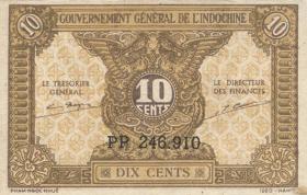 Franz. Indochina / French Indochina P.089a 10 Cents (1942) (1) 