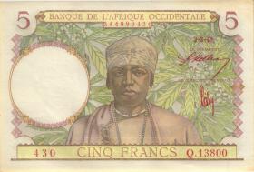 Franz. Westafrika / French West Africa P.26 5 Francs 2.3.1943 (1) 