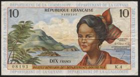 Franz. Antillen / French Antilles P.08a 10 Francs (1964) (3) 