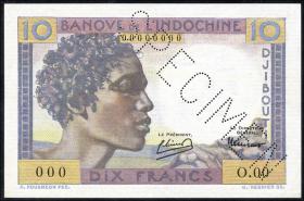 Franz. Somaliland / French Somaliland P.19s 10 Francs o.J. Specimen (1) 