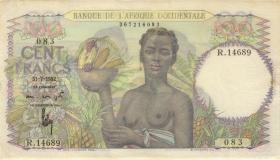 Franz. Westafrika / French West Africa P.40 100 Francs 1952 (3+) 