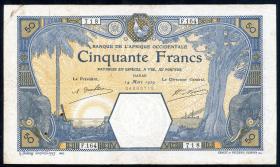 Franz. Westafrika / French West Africa P.009Bc 50 Francs 1929 Dakar (3) 