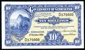 Gibraltar P.14c 10 Shillings 1958 (1) 