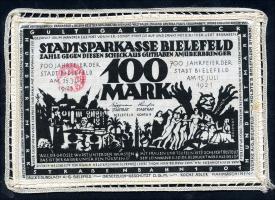 Bielefeld GP.21af 100 Mark 1921 Leinen (1) weiß mit Spitzenborte umrändelt, mit Stempel 