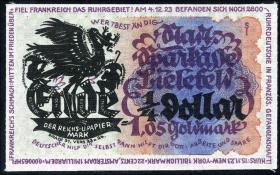 Bielefeld GP.48 1,05 Goldmark = 1 Dollar 1923 Leinen (1) 