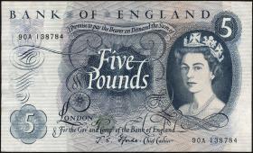 Großbritannien / Great Britain P.375b 5 Pounds (1963-71) (2) 
