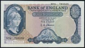 Großbritannien / Great Britain P.372 5 Pounds (1961-63) (2+) 