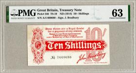 Großbritannien / Great Britain P.346 10 Shillings (1914) Bradbury Treasury Note (1/1-) 