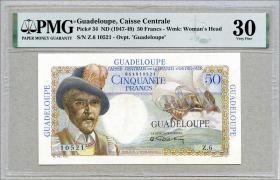 Guadeloupe, Frz. Verw. P.34 50 Francs (1947-49) (3+) 