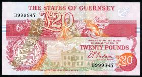 Guernsey P.55b 20 Pounds (1991-95) B 999847 (1) 