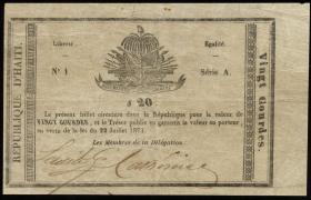 Haiti P.065 20 Gourdes 1871 (4) 