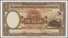 Hongkong P.180b 5 Dollars 1959 (1) 