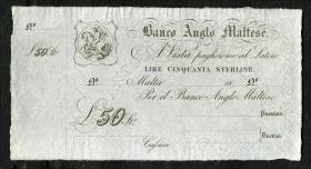 Malta Banco Anglo Maltese 50 Pounds 18xx (1) 
