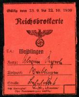 3. Reich Reichsbrotkarte 1939 (1) No.3 