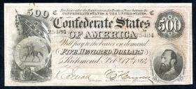 USA / United States Richmond 500 Dollars 1864 (3+) 