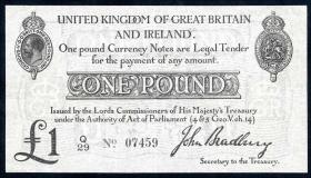 Großbritannien / Great Britain P.349 1 Pound (1915) Bradbury Treasury Note (2) 