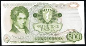 Norwegen / Norway P.39a 500 Kronen 1978 (3+) 