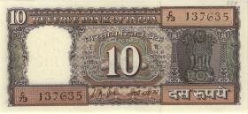 Indien / India P.069a 10 Rupien (1969-1970) (1) 