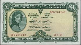 Irland / Ireland P.64a 1 Pound 3.4.1963 (1) 