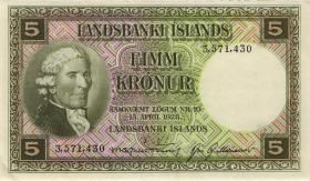 Island / Iceland P.32a 5 Kronen L. 1928 (2+) 