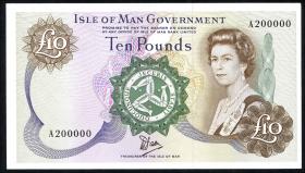 Insel Man / Isle of Man P.36a 10 Pounds (1979) A 200000 (1)(1972) F 000011 (1) 