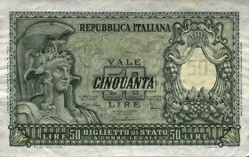 Italien / Italy P.091b 50 Lire 1951 (2) 