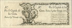 Italien / Italy P.S113r 100 Lire 1765 Königreich Sardinien (1) 