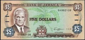 Jamaika / Jamaica P.070c 5 Dollars 1989 (1) 