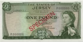 Jersey P.08bs 1 Pound (1963) Specimen Serie F (1) 