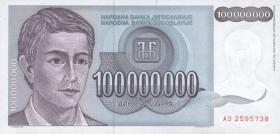 Jugoslawien / Yugoslavia P.124 100.000.000 Dinara 1993 (1) 