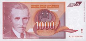 Jugoslawien / Yugoslavia P.114 1000 Dinara 1992 (1) 