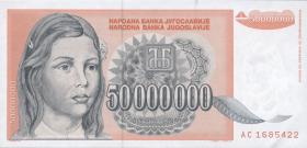 Jugoslawien / Yugoslavia P.123 50.000.000 Dinara 1993 (1) 